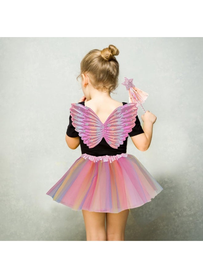 Fairy Wings Costume Kids, Princess Fairy Costume Butterfly Wings Set for Girls Tutu Wand - Image 4